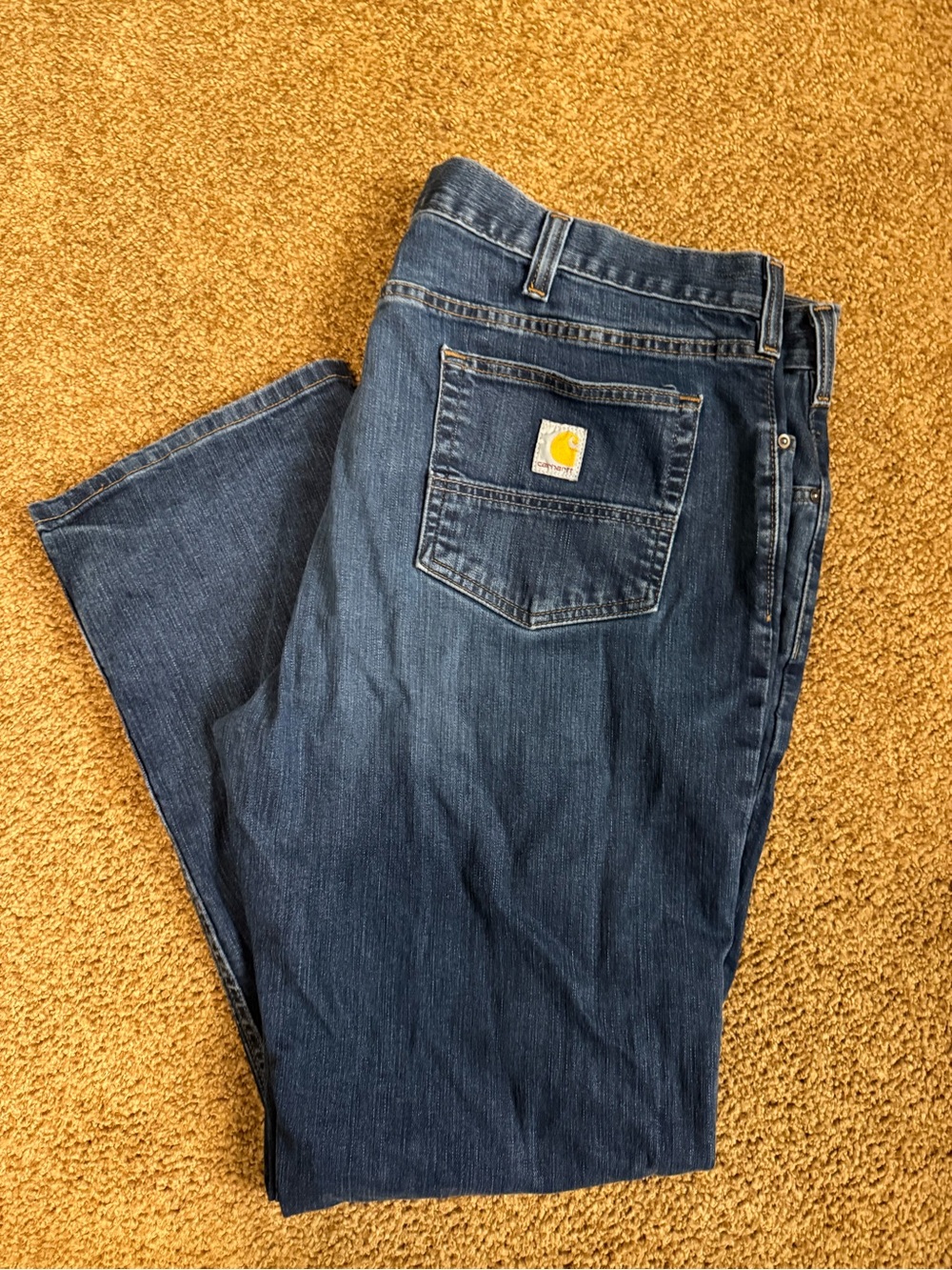 Carhartt Men's Indigo Blue Relaxed Fit Work Jeans